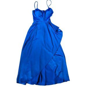 Elegant Sapphire Blue Corset Back Evening Dress